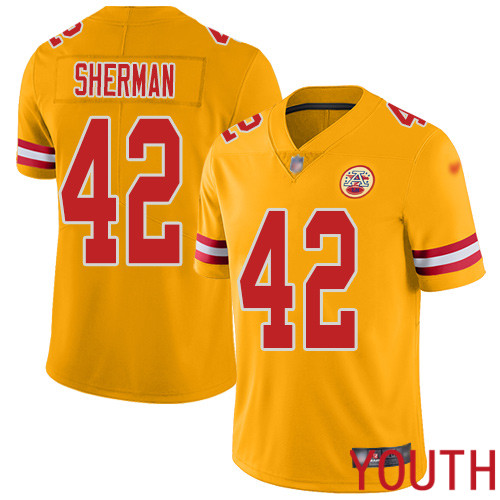 Youth Kansas City Chiefs #42 Sherman Anthony Limited Gold Inverted Legend Nike NFL Jersey